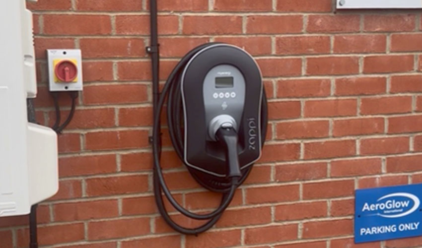 Commercial Zappi charger installation at AeroGlow